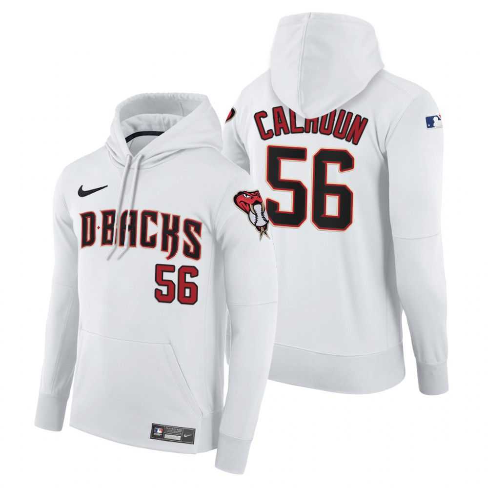 Men Arizona Diamondback 56 Calhoun white home hoodie 2021 MLB Nike Jerseys
